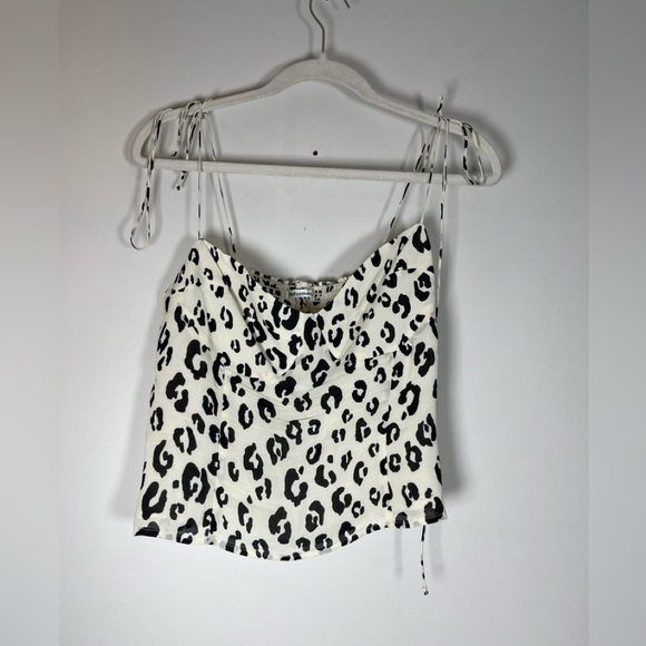 Reformation Liza Top Snow Leopard 8 Animal Print White Black Tank Women’s Sz 10 - Picture 2 of 9